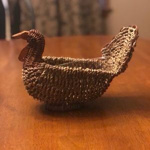 Vintage wicker chicken planter